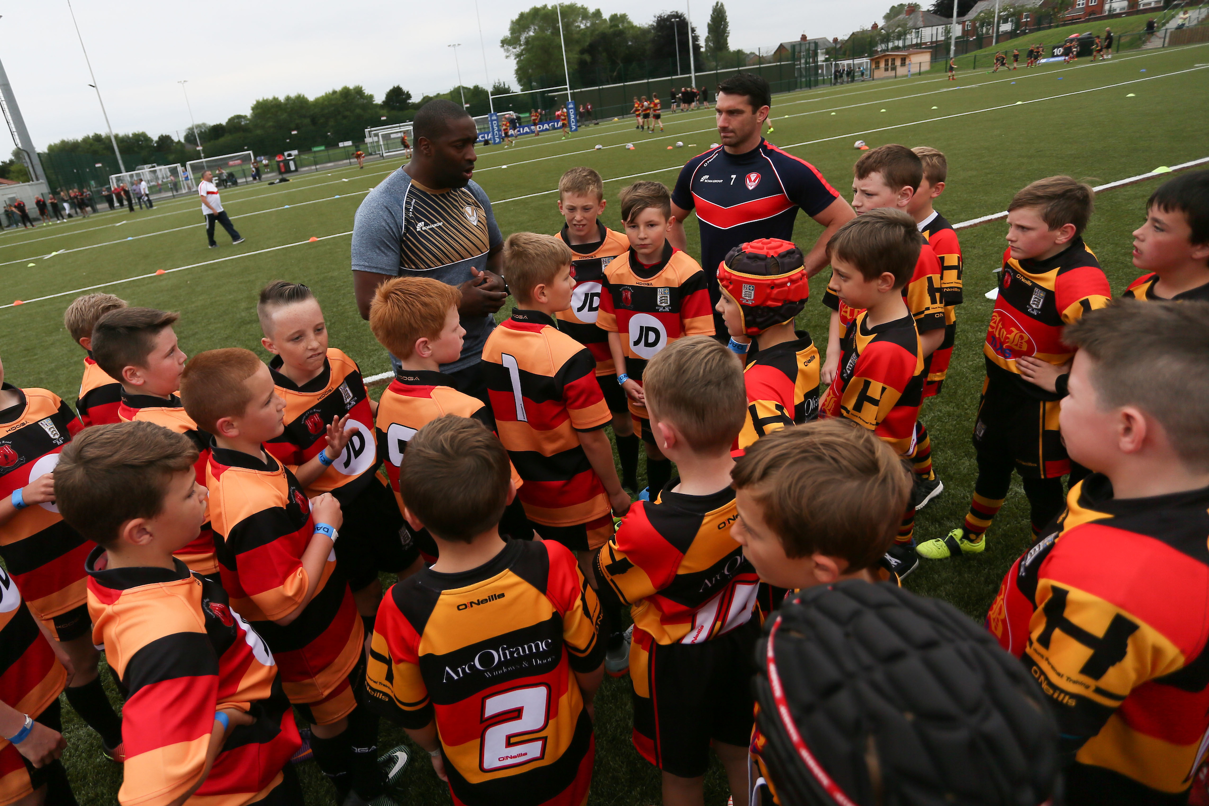Rugby League coach and children
