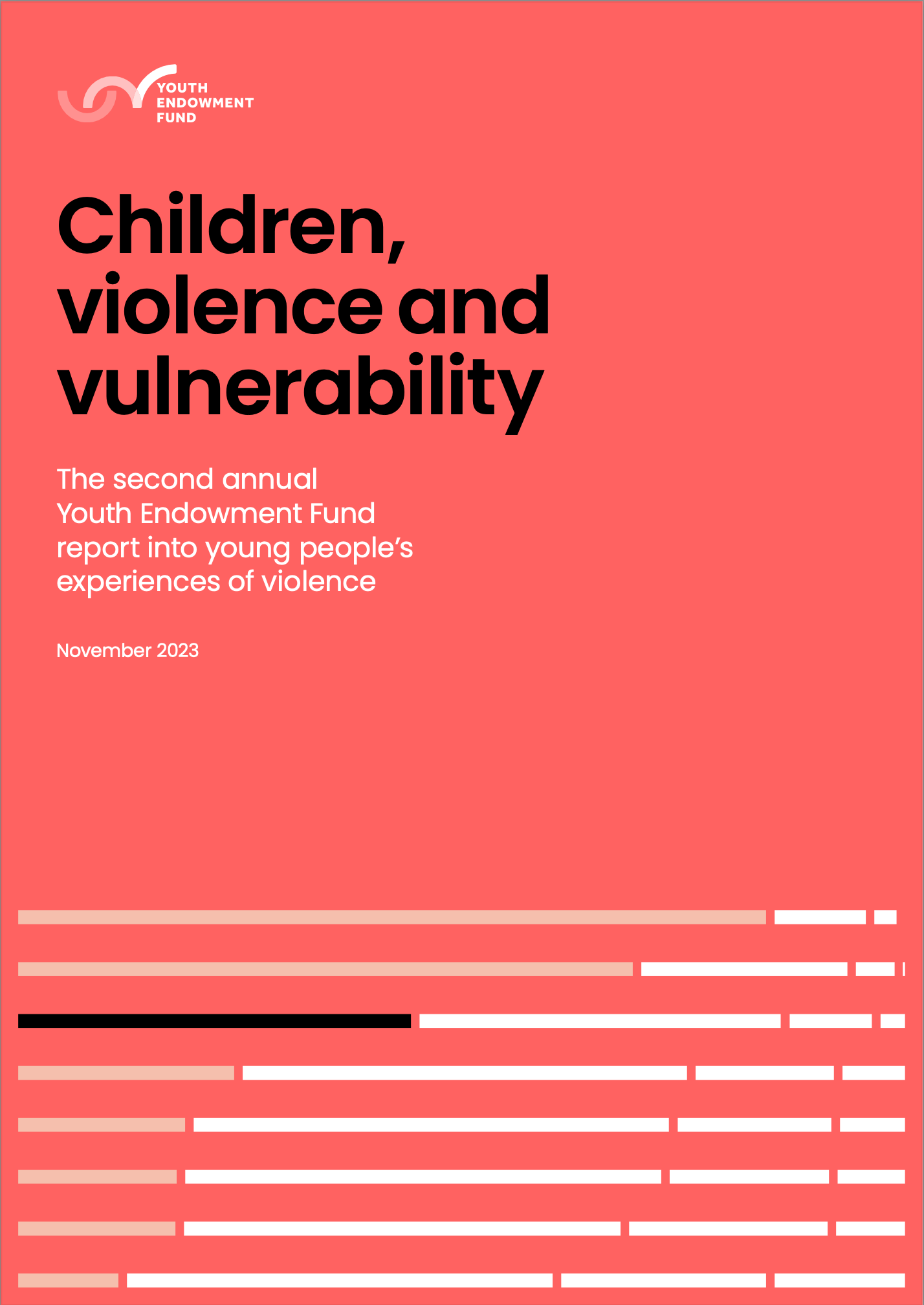 Front cover of the 2023 Children, violence and vulnerability report